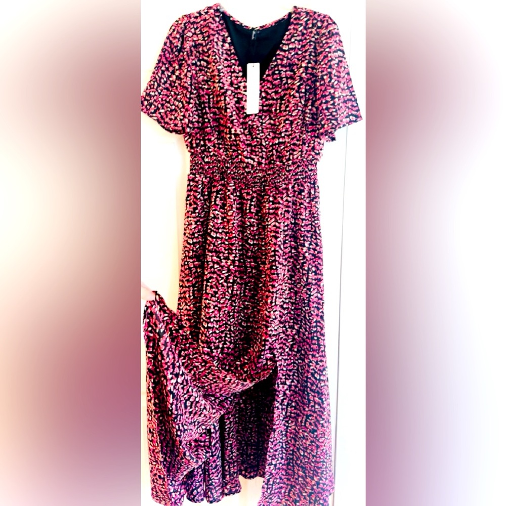 BRAND NEW WITH TAGS- LONG, FLOWY SUMMER DRESS WITH SLIT SIZE LARGE